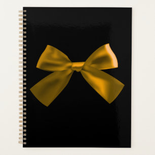 Luxury Black and Gold Bow Spiral Notebook Planner