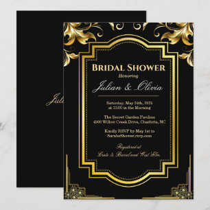 Luxury Black and Gold Bridal Shower Invitation