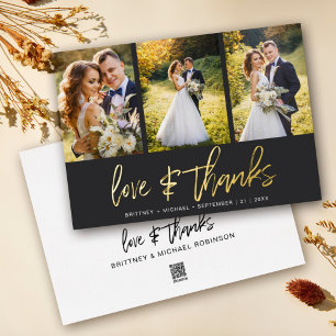 Luxury Black and Gold Foil Wedding Photo Collage