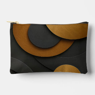 Luxury Black and Gold Geometric Abstract Design Accessory Pouch