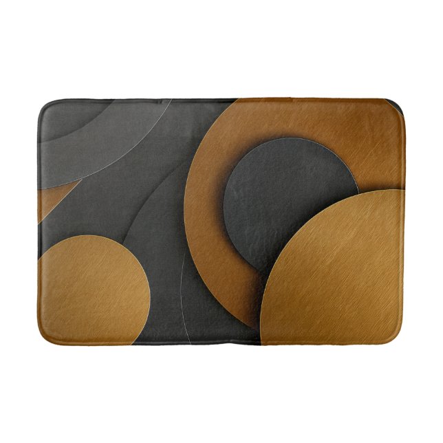 Luxury Black and Gold Geometric Abstract Design Bath Mat (Front)