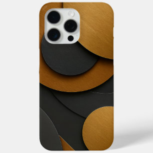 Luxury Black and Gold Geometric Abstract Design iPhone 15 Pro Max Case