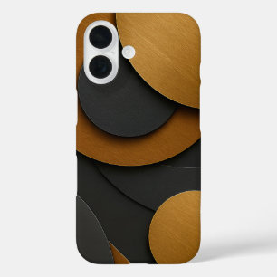 Luxury Black and Gold Geometric Abstract Design iPhone 16 Case