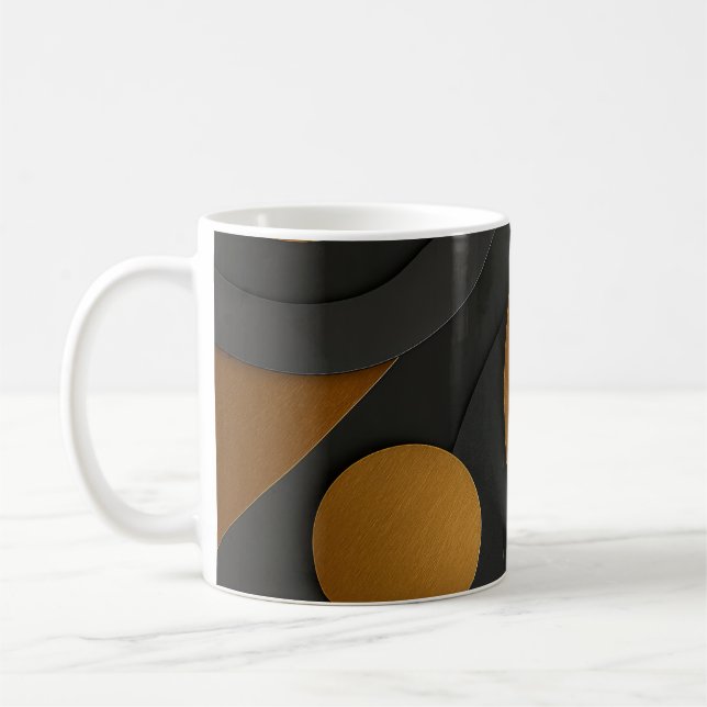 Luxury Black and Gold Geometric Abstract Design Coffee Mug (Left)