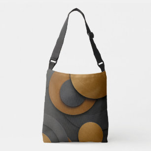 Luxury Black and Gold Geometric Abstract Design Crossbody Bag