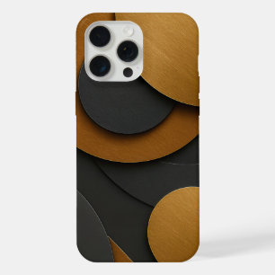 Luxury Black and Gold Geometric Abstract Design iPhone 15 Pro Max Case