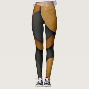 Luxury Black and Gold Geometric Abstract Design Leggings