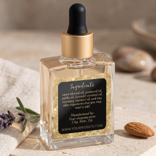 Luxury Black and Gold Glitter Ingredients Label