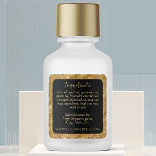 Luxury Black and Gold Glitter Ingredients Label