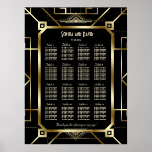 Luxury Black and Gold Great Gatsby Seating Chart
