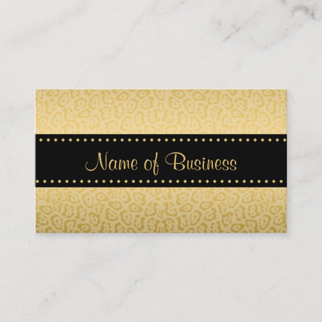 Luxury Black and Gold Jaguar Animal Print Business Card (Front)