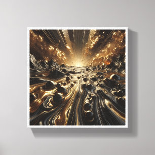 Luxury Black and Gold Liquid Marble - Modern Abstr Canvas Print