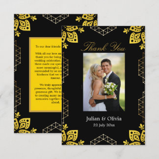 Luxury Black and Gold Mandala Wedding Thank You Card
