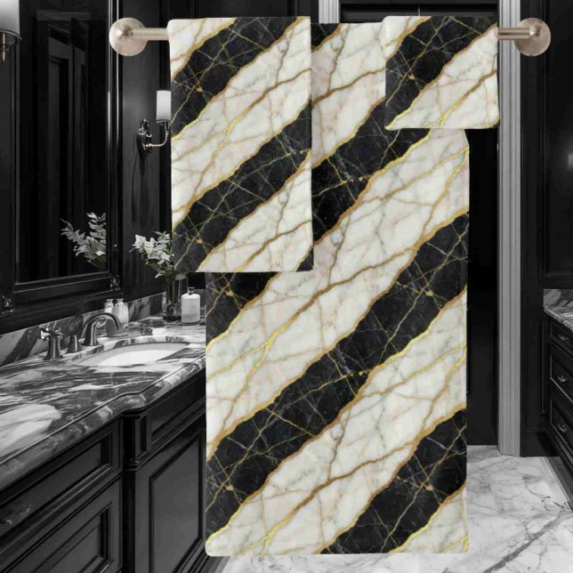 Luxury Black and Gold Marble Bath Towel Set (Creator Uploaded)