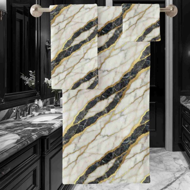 Luxury Black and Gold Marble Bath Towel Set (Creator Uploaded)