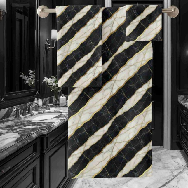 Luxury Black and Gold Marble Bath Towel Set (Creator Uploaded)