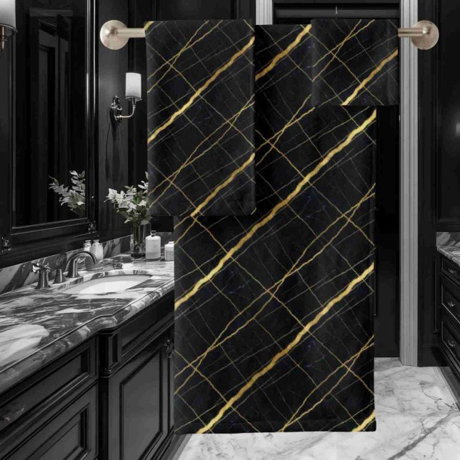 Luxury Black and Gold Marble Bath Towel Set (Creator Uploaded)