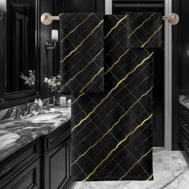 Luxury Black and Gold Marble Bath Towel Set (Creator Uploaded)