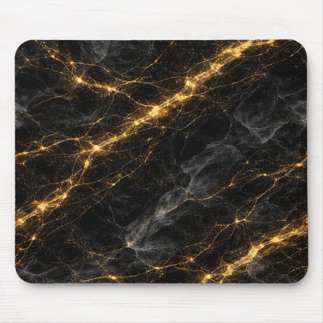 Luxury Black and Gold Marble Mouse Pad (Front)