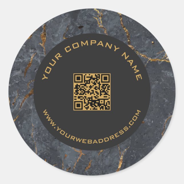 Luxury black and gold marble texture classic round sticker (Front)