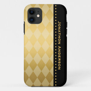 Luxury Black and Gold Masculine Argyle Case-Mate iPhone Case