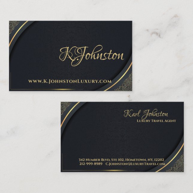 Luxury Black and Gold Modern Business Card (Front/Back)