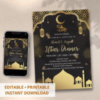 Luxury Black and Gold Mosque Iftar Dinner