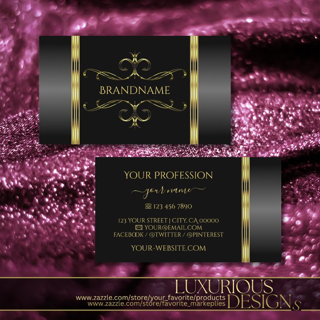 Luxury Black and Gold Ornate Ornamental Golden Business Card (Creator Uploaded)