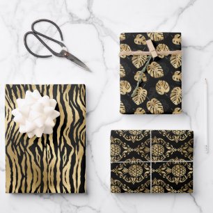 Luxury Black and Gold Pattern Exclusive Gift Wrapping Paper Sheet