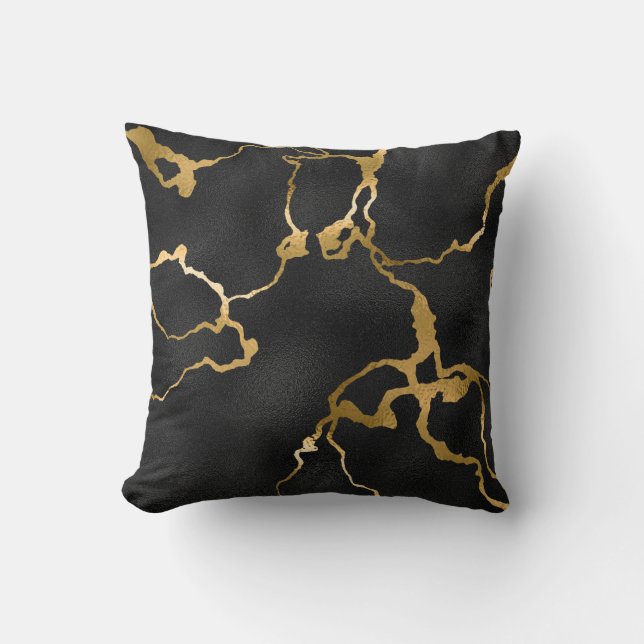 Luxury black and gold pattern glam design cushion (Front)