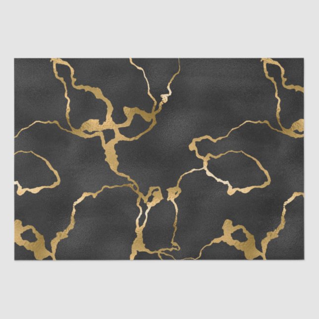 Luxury black and gold pattern glam design tissue paper (Front)