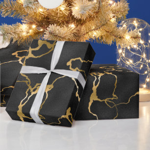 Luxury black and gold pattern glam design wrapping paper