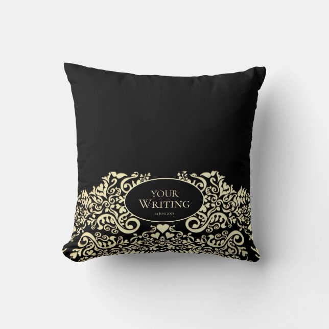 Luxury Black and Gold Personalised Cushion (Front)