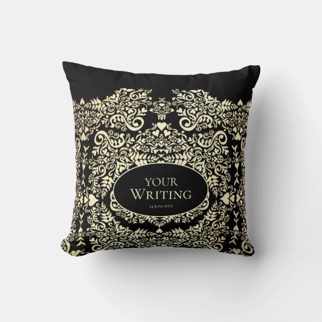 Luxury Black and Gold Personalised Cushion (Front)