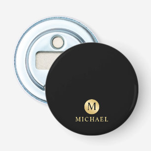 Luxury Black and Gold Personalised Monogram Bottle Opener