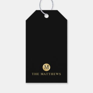 Luxury Black and Gold Personalised Monogram Gift Tags