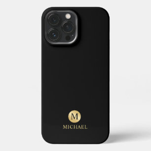 Luxury Black and Gold Personalised Monogram iPhone 13 Pro Max Case