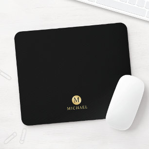 Luxury Black and Gold Personalised Monogram Mouse Pad