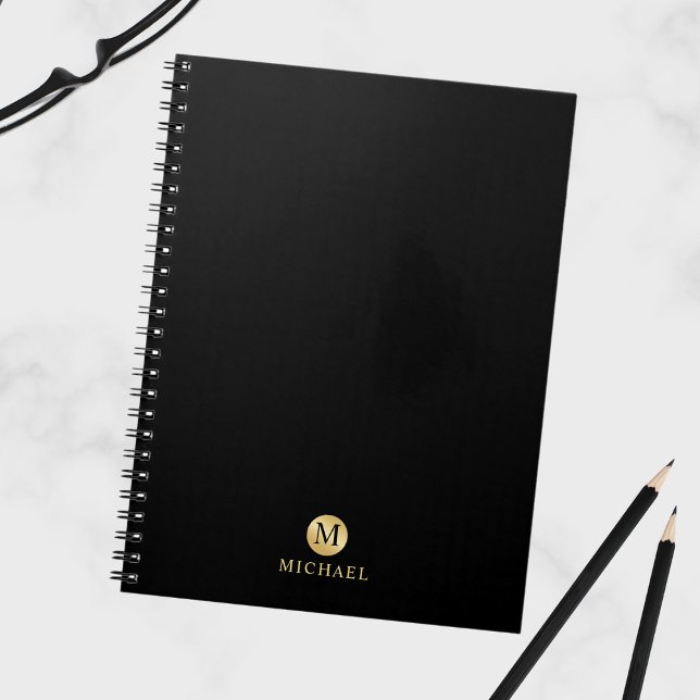 Luxury Black and Gold Personalised Monogram Notebook (Creator Uploaded)