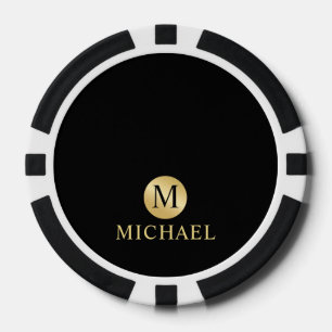 Luxury Black and Gold Personalised Monogram Poker Chips