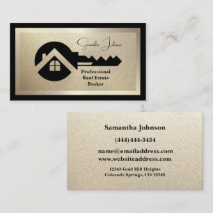 Luxury Black and Gold Real Estate Business Card