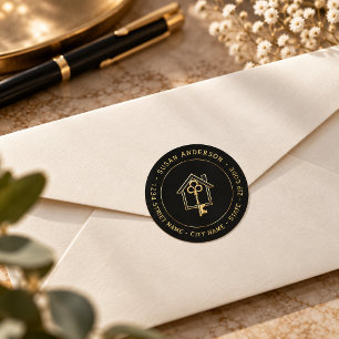 Luxury Black and Gold Realtor Return Address Label