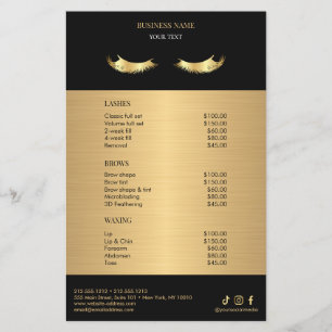 Luxury Black and Gold Salon Price List Flyer