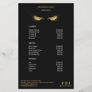 Luxury Black and Gold Salon Price List Menu