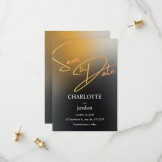 Luxury Black and Gold Save the Date Wedding Card