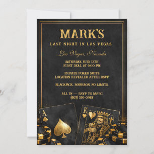 Luxury Black And Gold Vegas Bachelor Party Invitation
