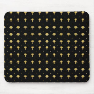 Luxury Black and Gold Vintage Damask Pattern Mouse Pad