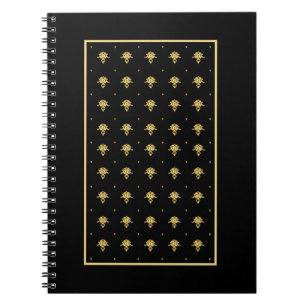 Luxury Black and Gold Vintage Damask Pattern Notebook