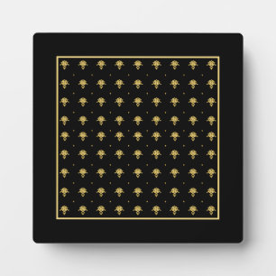 Luxury Black and Gold Vintage Damask Pattern Plaque