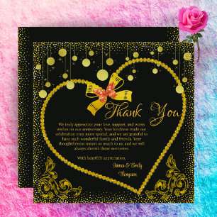 Luxury Black and Gold Wedding Anniversary Thank You Card